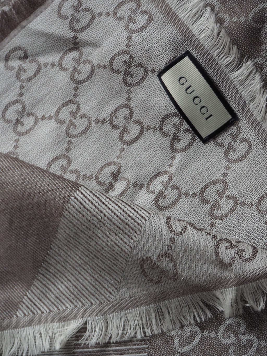 GUCCI GG JACQUARD SILK WOOL SCARF