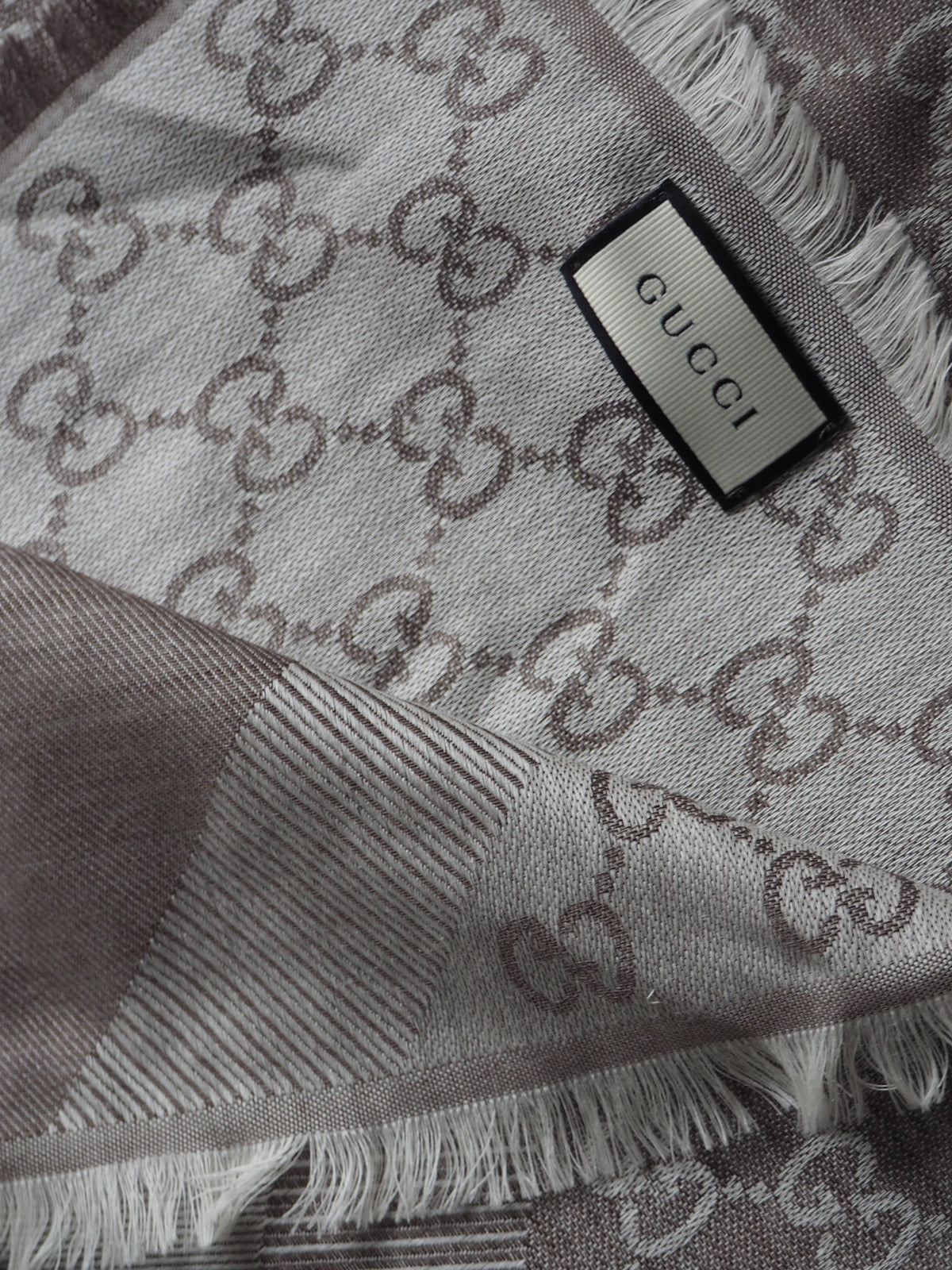 GUCCI GG JACQUARD SILK WOOL SCARF