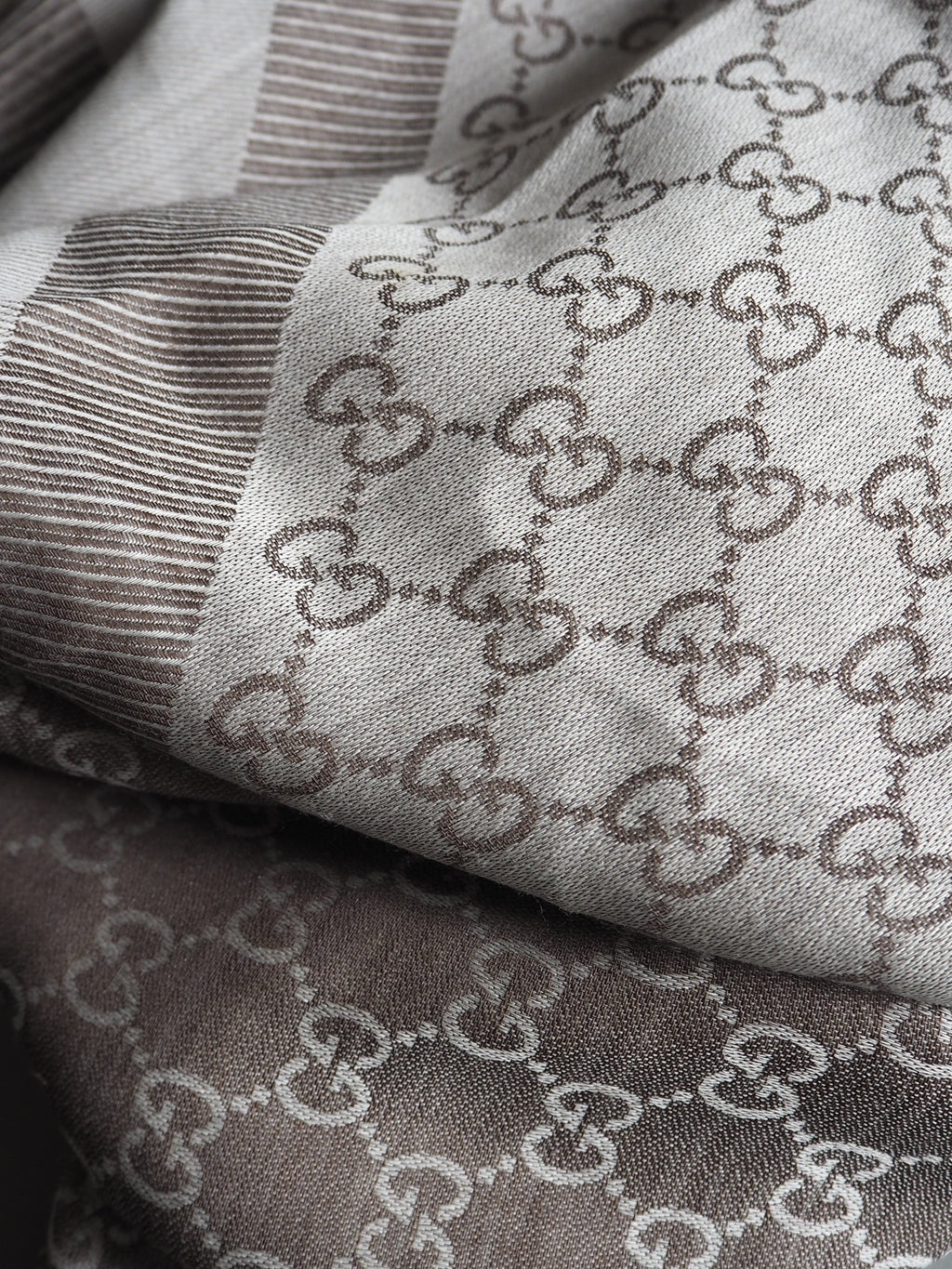 GUCCI GG JACQUARD SILK WOOL SCARF