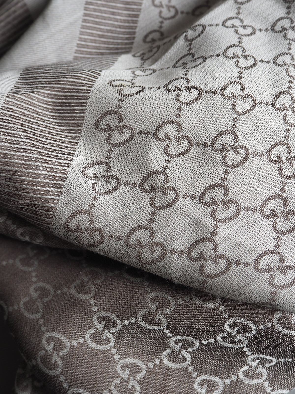 GUCCI GG JACQUARD SILK WOOL SCARF
