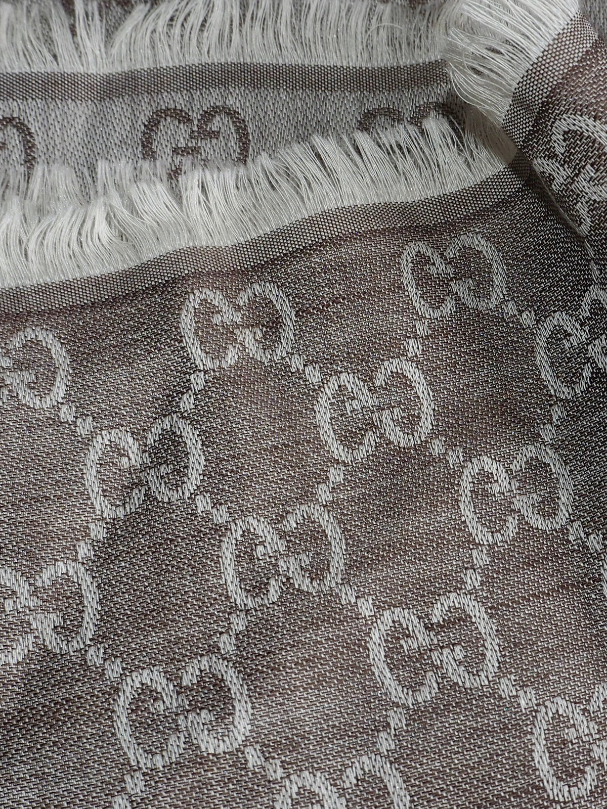 GUCCI GG JACQUARD SILK WOOL SCARF