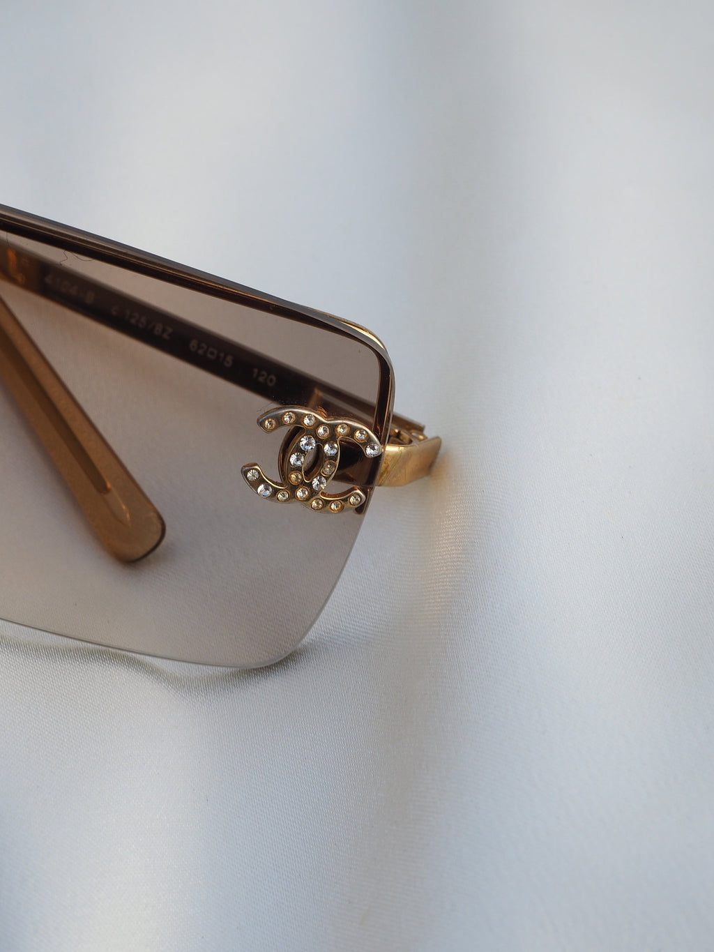 CHANEL 4104-B CRYSTAL CC LOGO RIMLESS SUNGLASSES GOLD