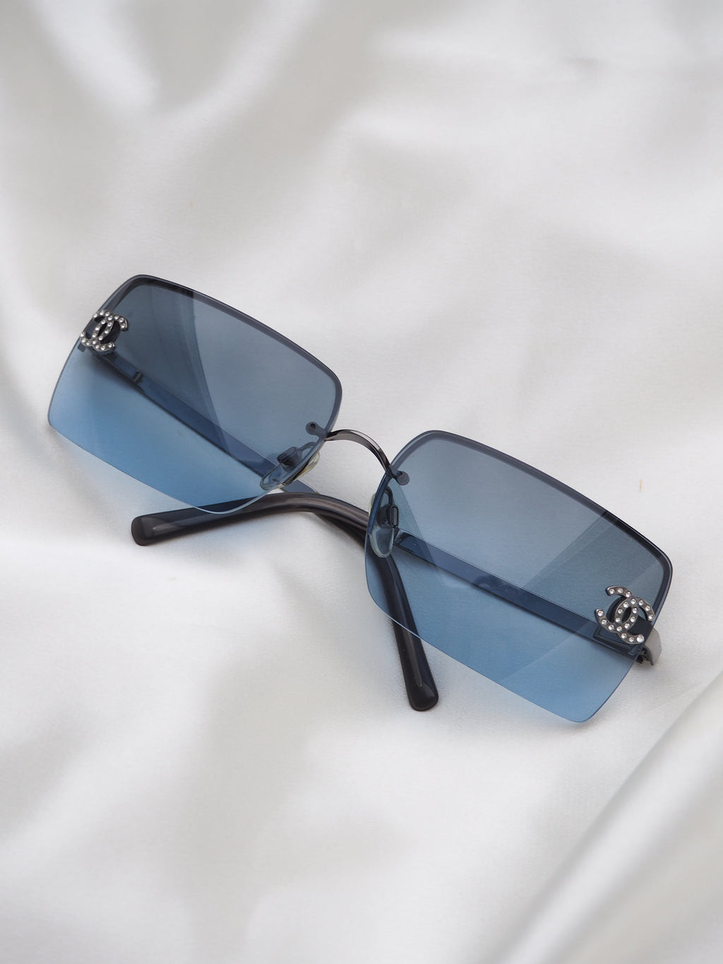 CHANEL 4092-B CRYSTAL CC RIMLESS SUNGLASSES BLUE