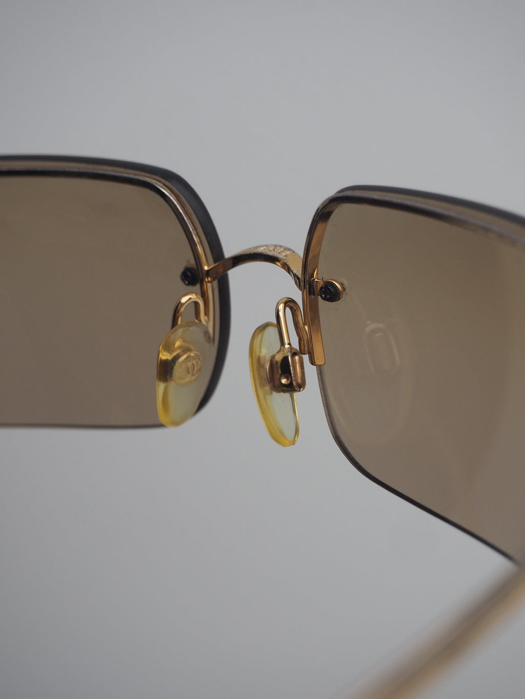 CHANEL 4104-B CRYSTAL CC LOGO RIMLESS SUNGLASSES BROWN