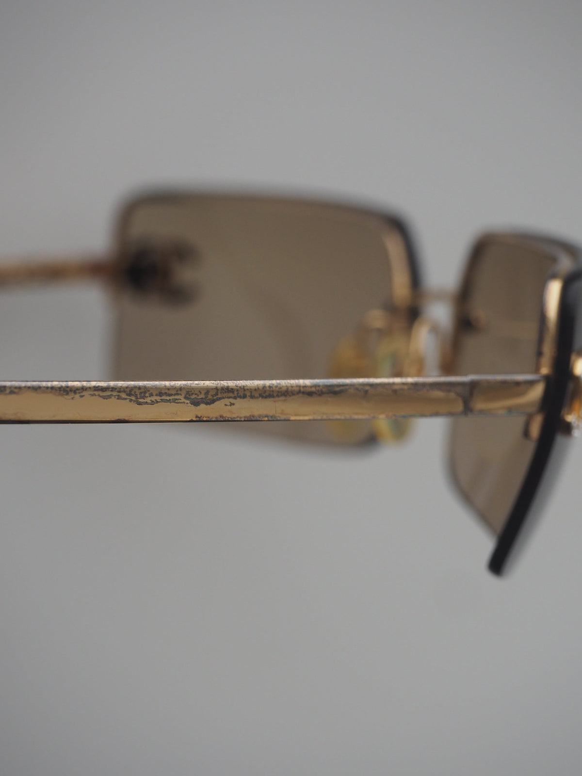 CHANEL 4104-B CRYSTAL CC LOGO RIMLESS SUNGLASSES BROWN