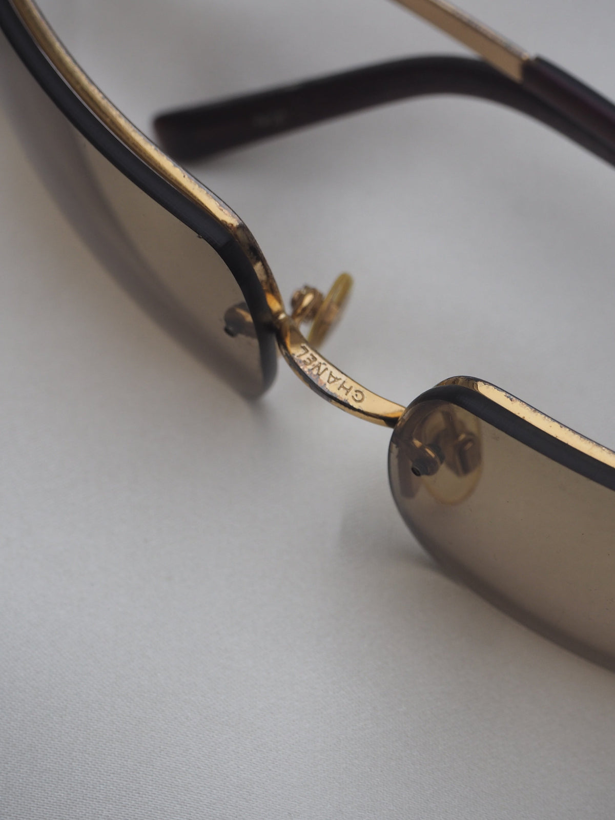CHANEL 4104-B CRYSTAL CC LOGO RIMLESS SUNGLASSES BROWN