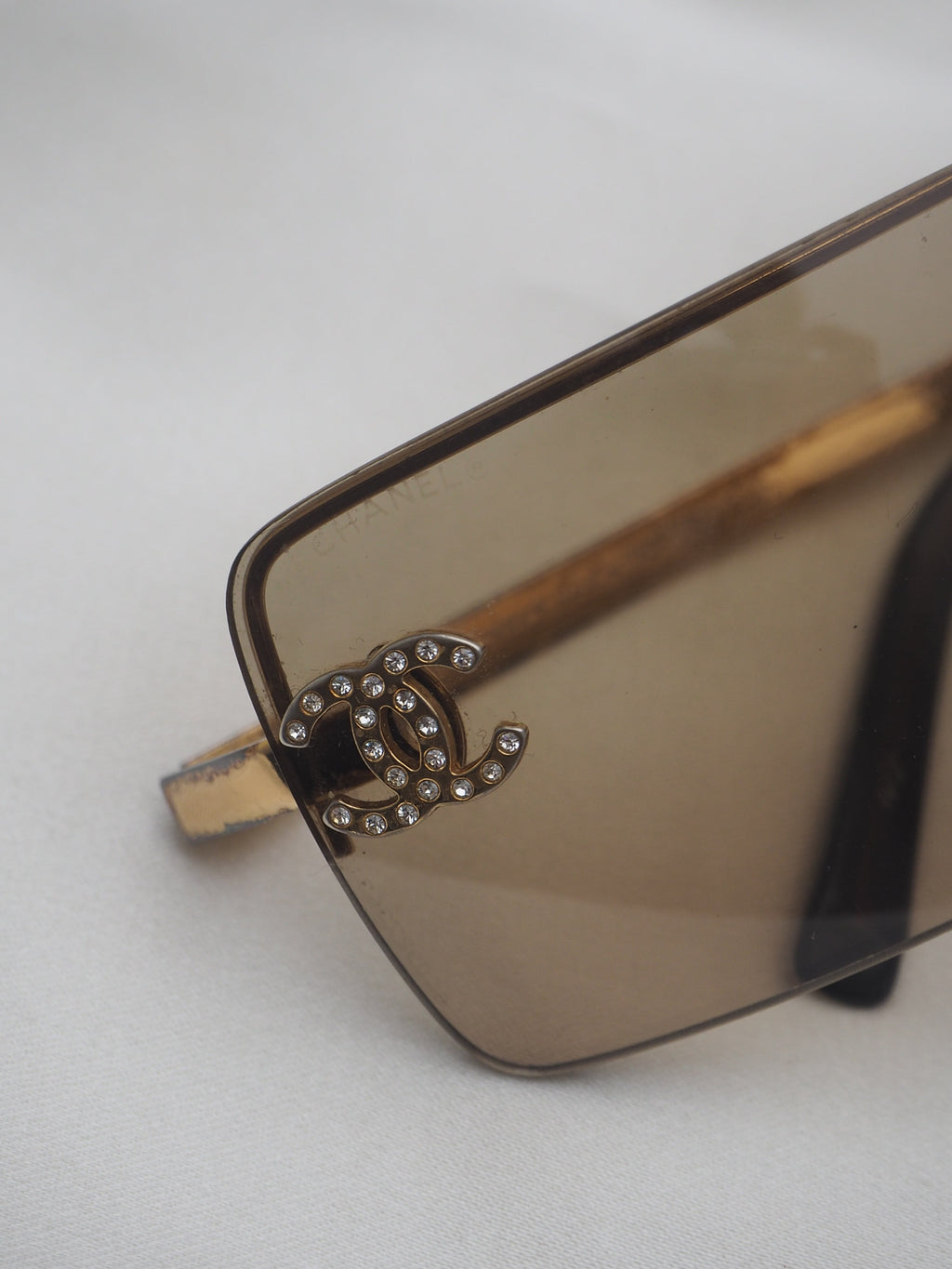 CHANEL 4104-B CRYSTAL CC LOGO RIMLESS SUNGLASSES BROWN