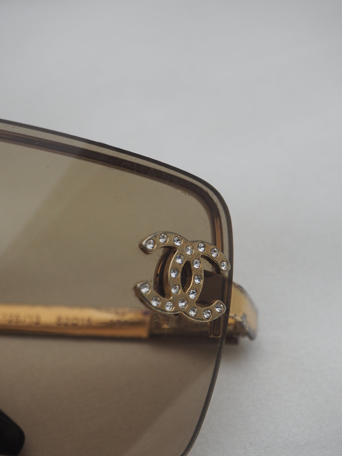 CHANEL 4104-B CRYSTAL CC LOGO RIMLESS SUNGLASSES BROWN