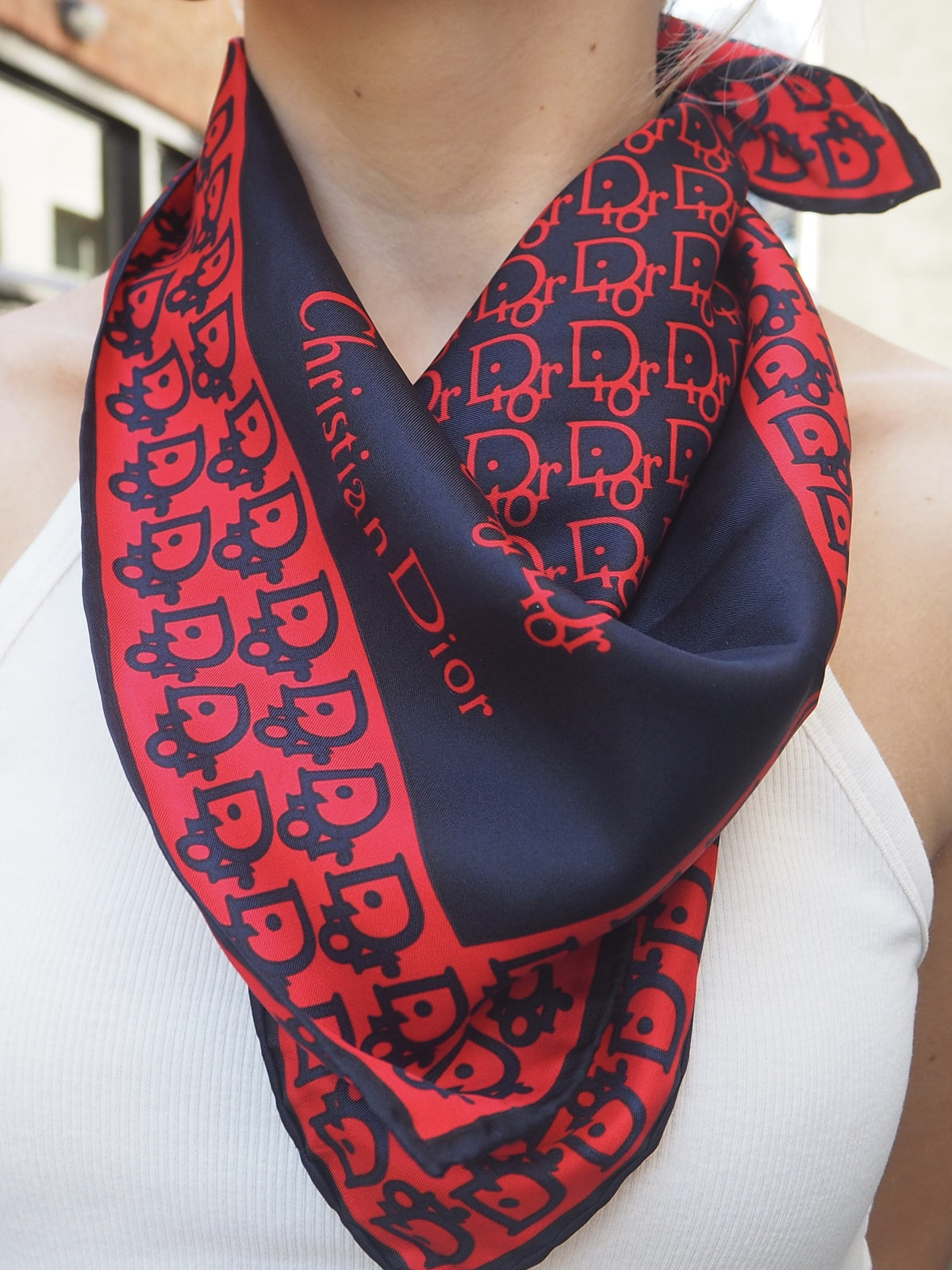 CHRISTIAN DIOR SILK LOGO SCARF