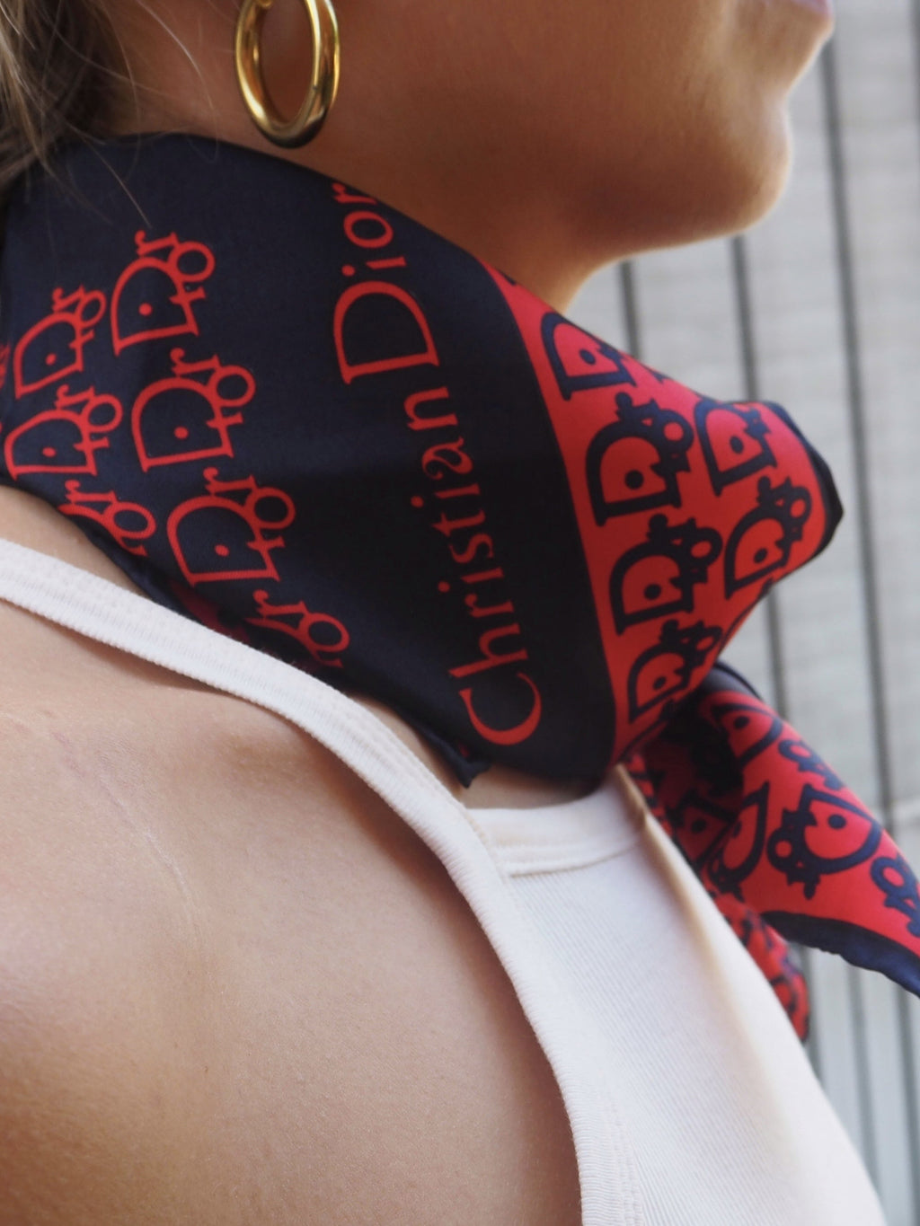 CHRISTIAN DIOR SILK LOGO SCARF