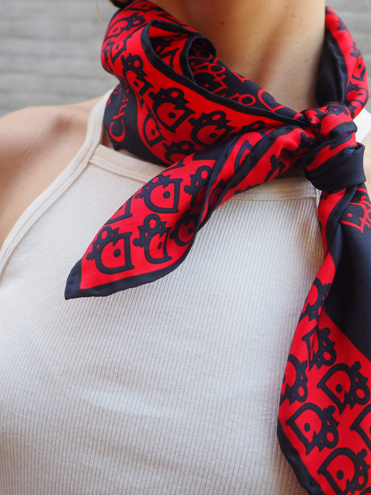 CHRISTIAN DIOR SILK LOGO SCARF