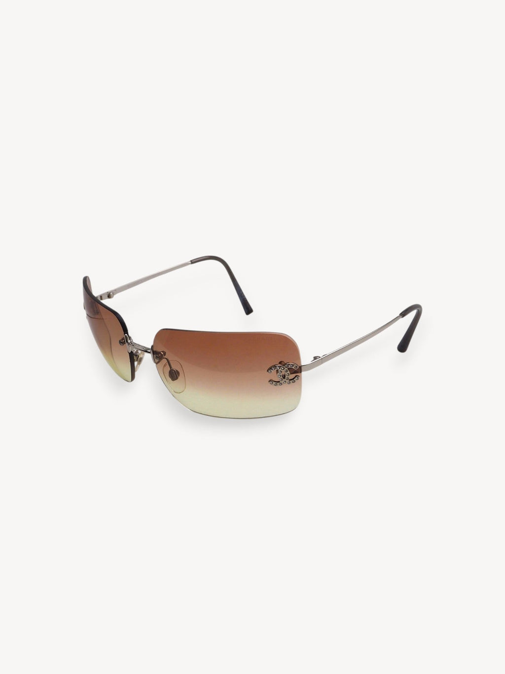 CHANEL 4017-D CRYSTAL CC LOGO RIMLESS SUNGLASSES SALMON