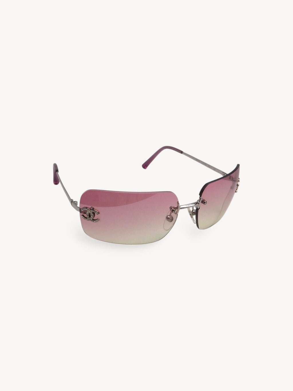 CHANEL 4017-D CRYSTAL CC LOGO RIMLESS SUNGLASSES PINK