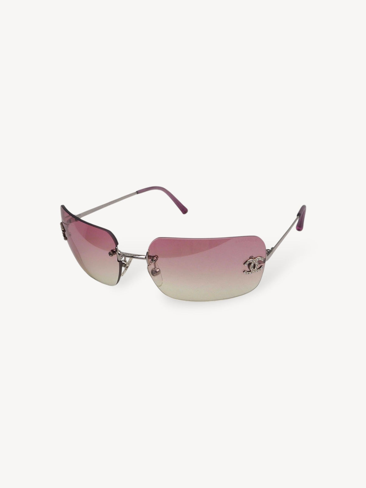 CHANEL 4017-D CRYSTAL CC LOGO RIMLESS SUNGLASSES PINK