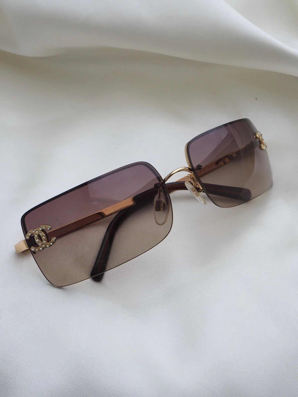 CHANEL 4104-B CRYSTAL CC LOGO RIMLESS SUNGLASSES