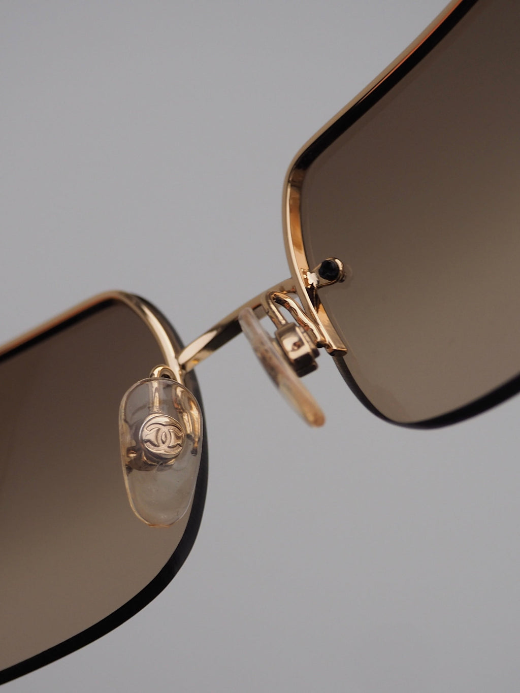 CHANEL 4104-B CRYSTAL CC LOGO RIMLESS SUNGLASSES BROWN