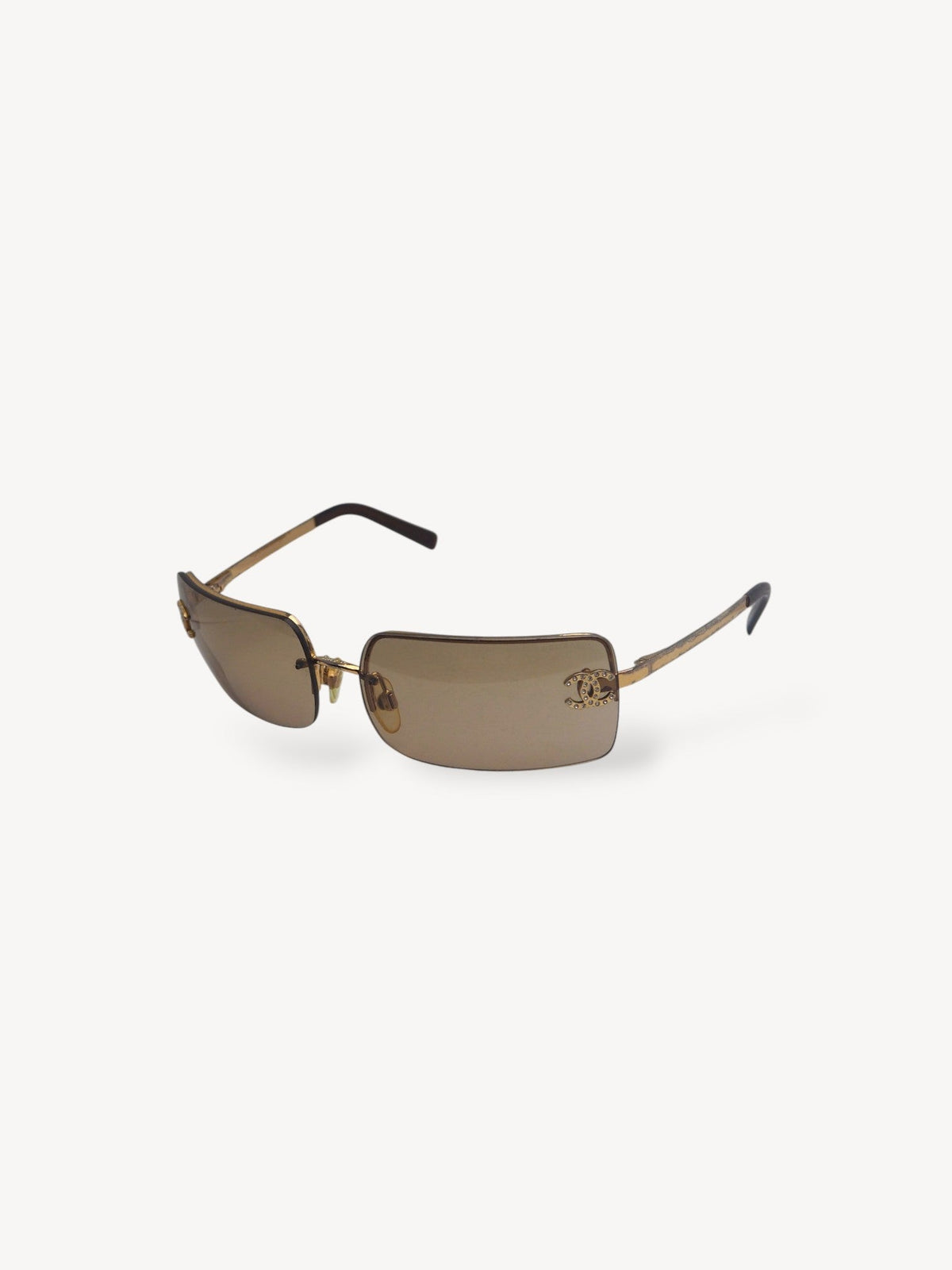 CHANEL 4104-B CRYSTAL CC LOGO RIMLESS SUNGLASSES BROWN