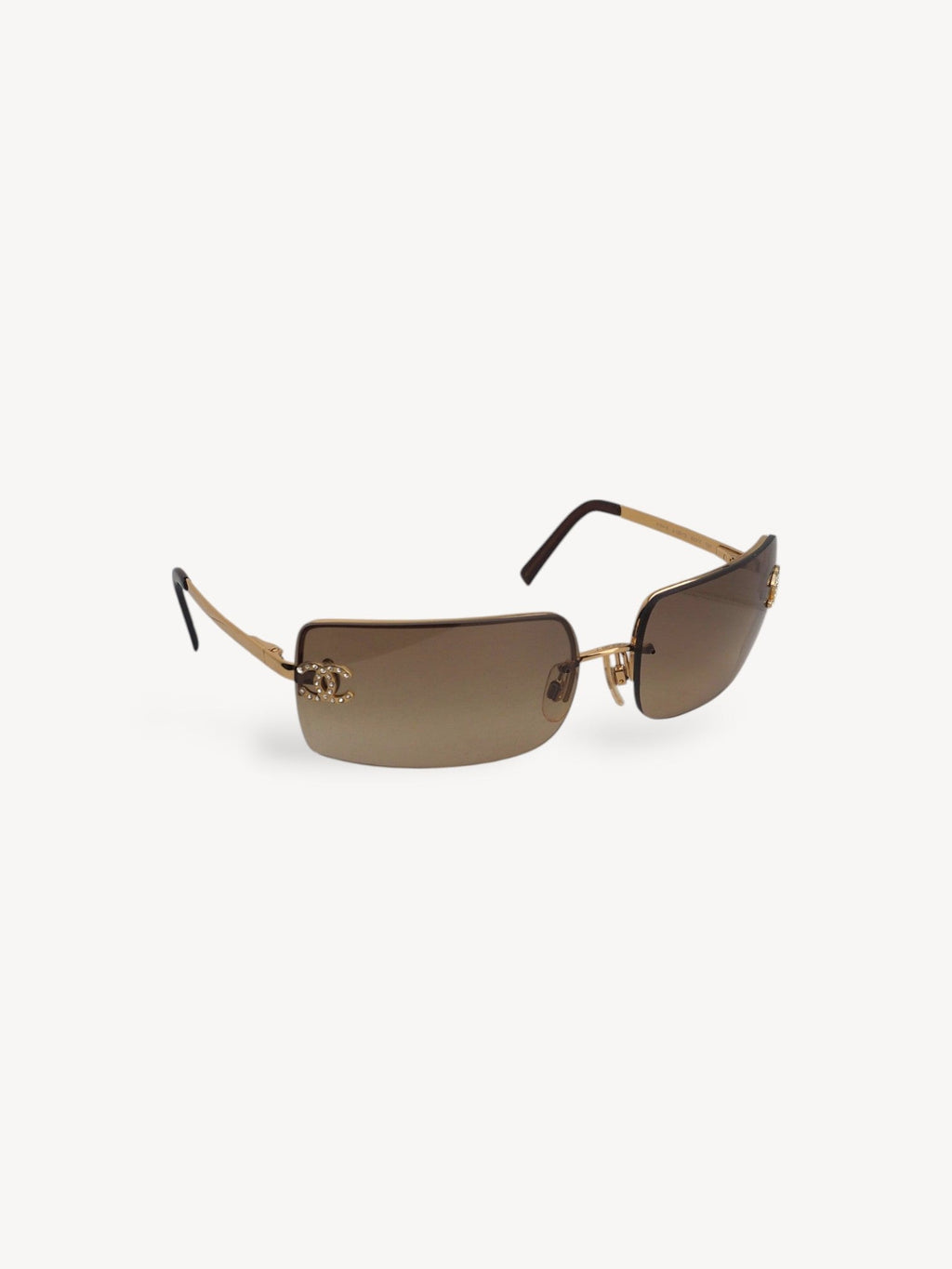 CHANEL 4104-B CRYSTAL CC LOGO RIMLESS SUNGLASSES BROWN