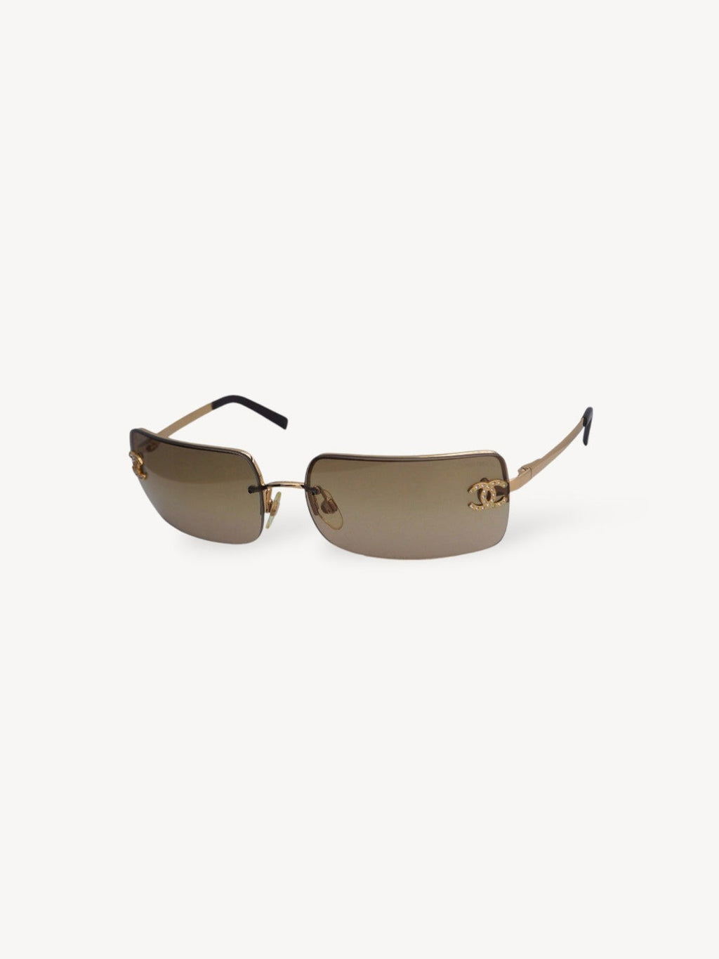 CHANEL 4104-B CRYSTAL CC LOGO RIMLESS SUNGLASSES BROWN