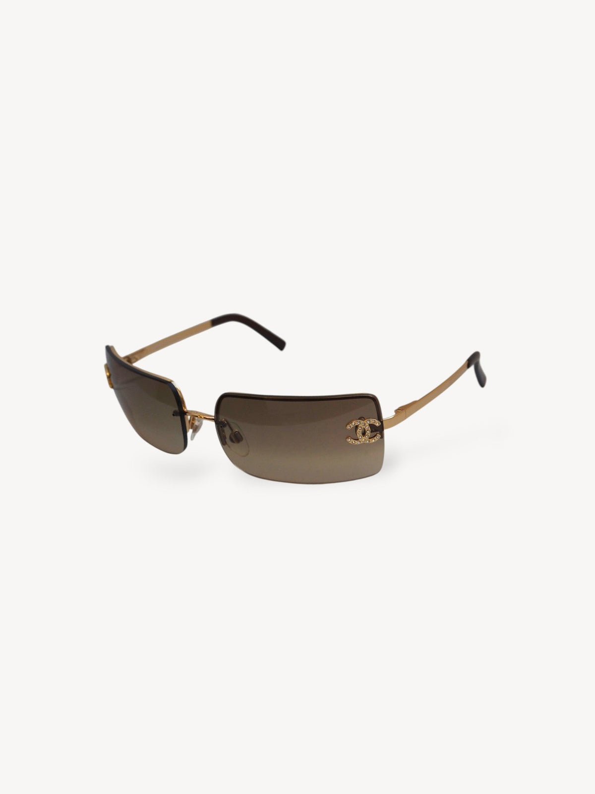 CHANEL 4104-B CRYSTAL CC LOGO RIMLESS SUNGLASSES BROWN