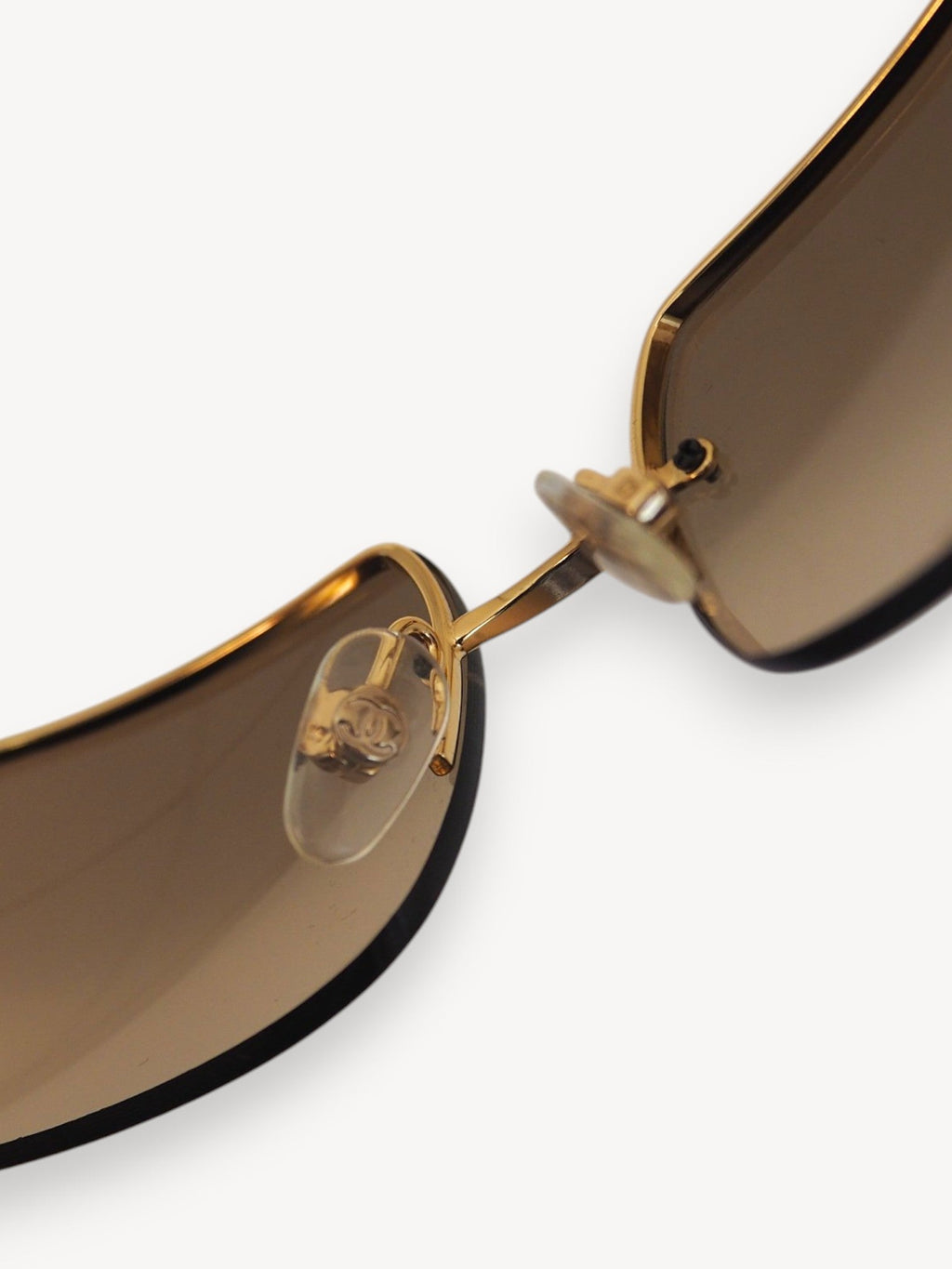 CHANEL 4104-B CRYSTAL CC LOGO RIMLESS SUNGLASSES BROWN