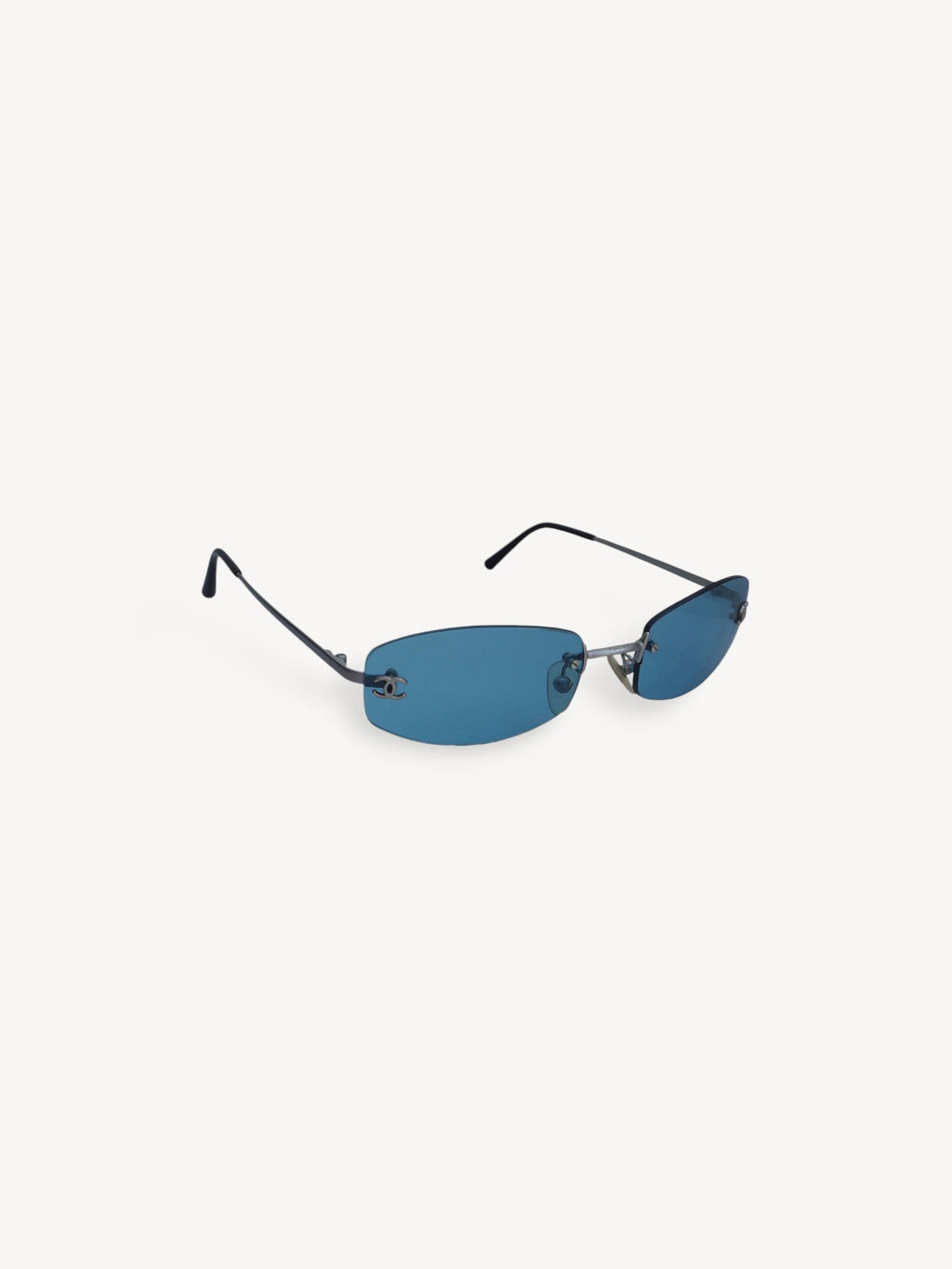 CHANEL 4002 RIMLESS CC AVIATOR SUNGLASSES BLUE