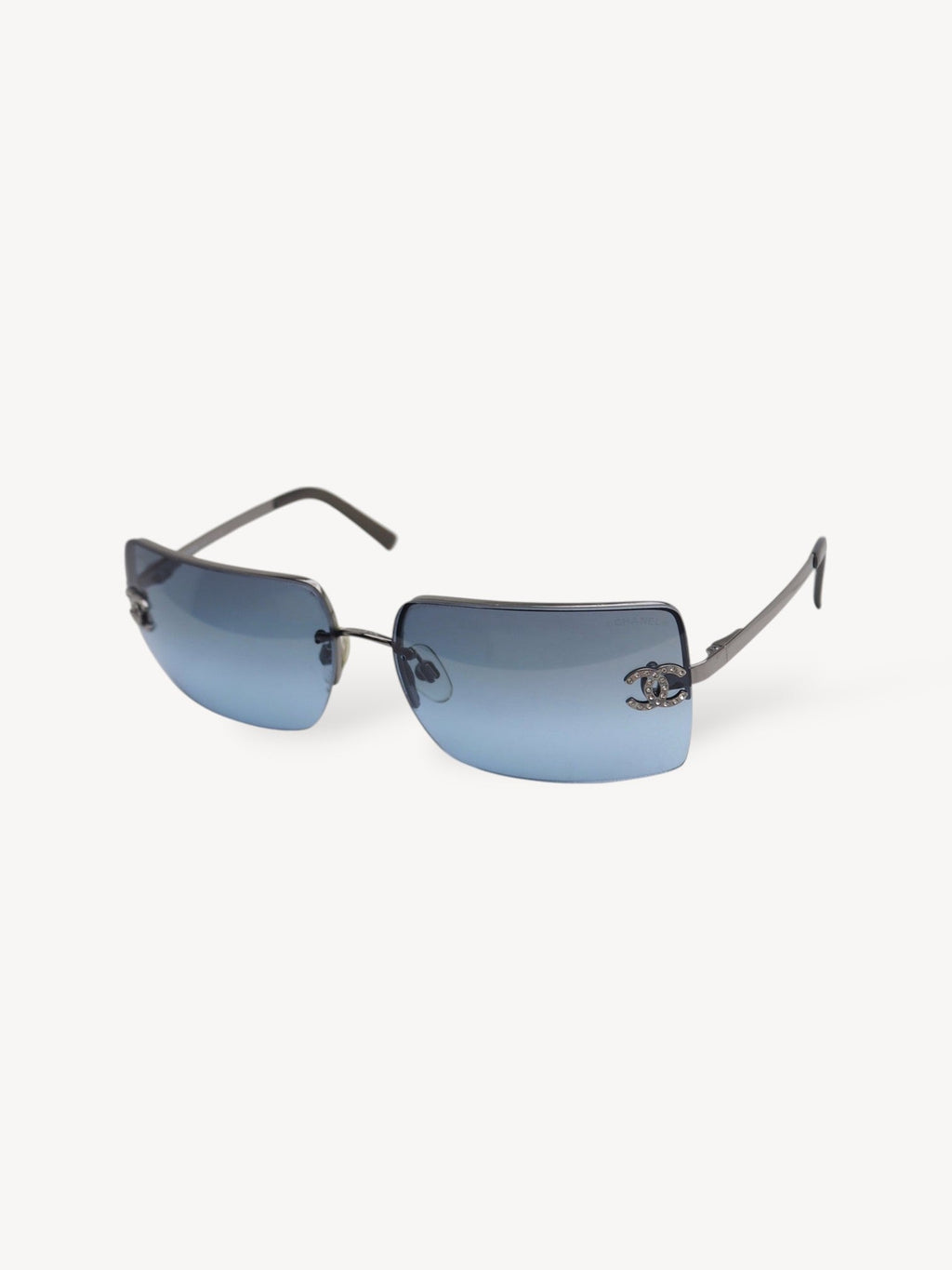 CHANEL 4092-B CRYSTAL CC RIMLESS SUNGLASSES BLUE