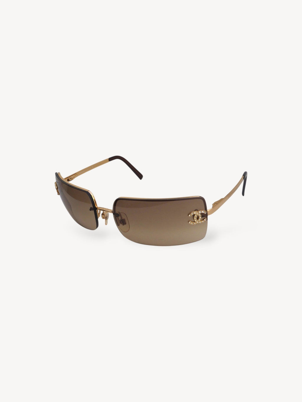 CHANEL 4104-B CRYSTAL CC LOGO RIMLESS SUNGLASSES BROWN