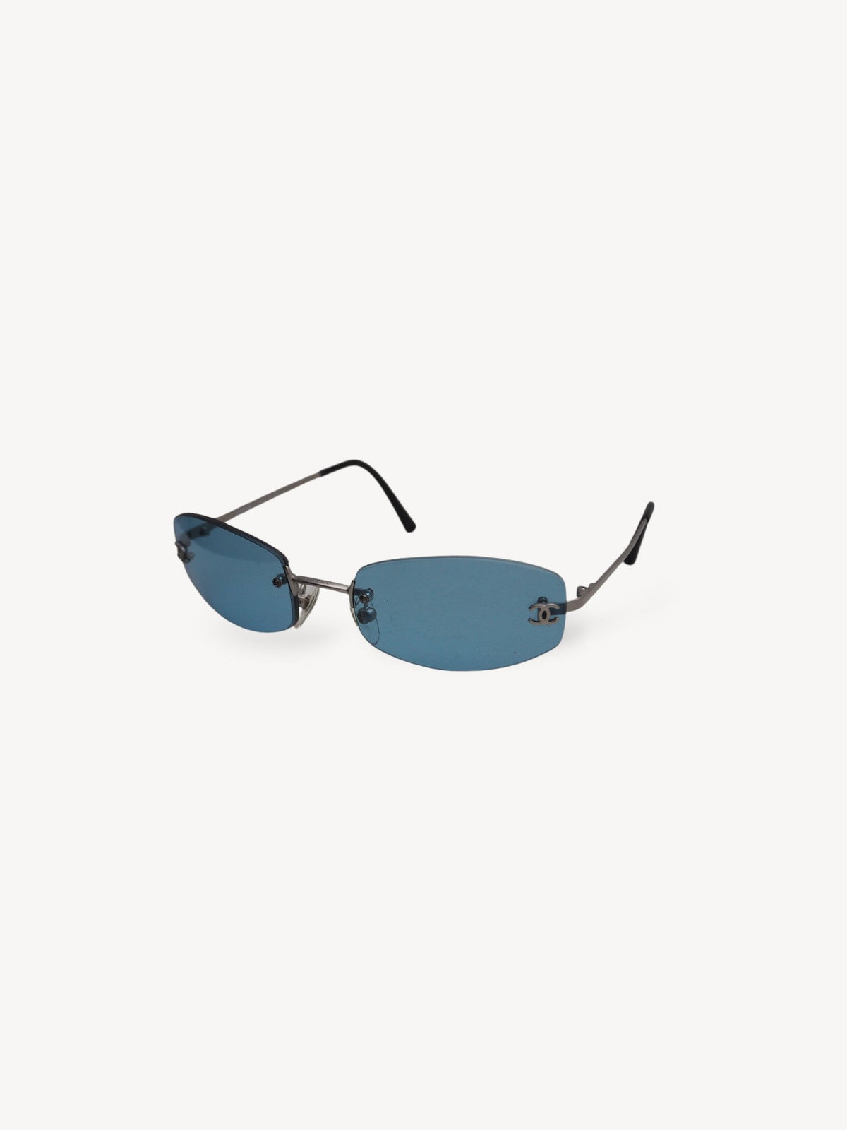 CHANEL 4002 RIMLESS CC AVIATOR SUNGLASSES BLUE
