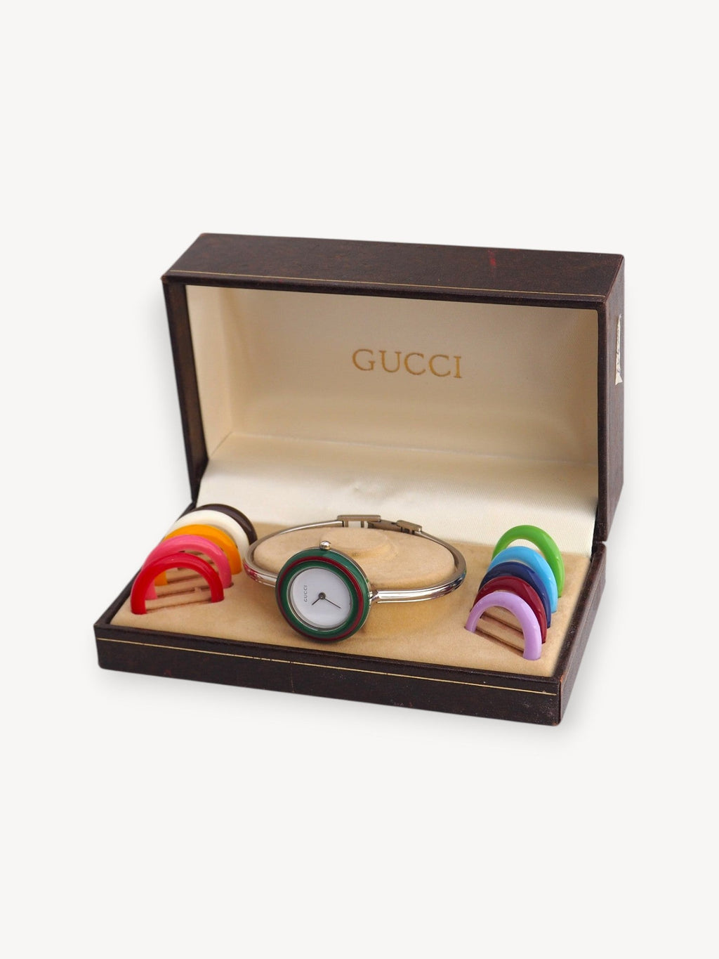 GUCCI INTERCHANGEABLE BEZEL WATCH SILVER