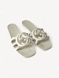 GUCCI INTERLOCKING G SLIDE SANDALS WHITE