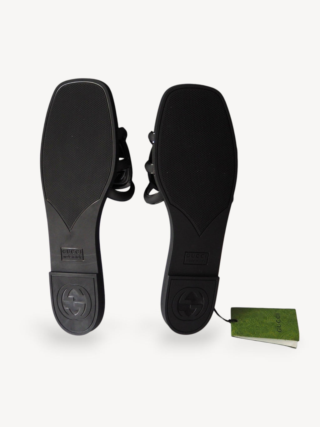 GUCCI INTERLOCKING G SLIDE SANDALS BLACK