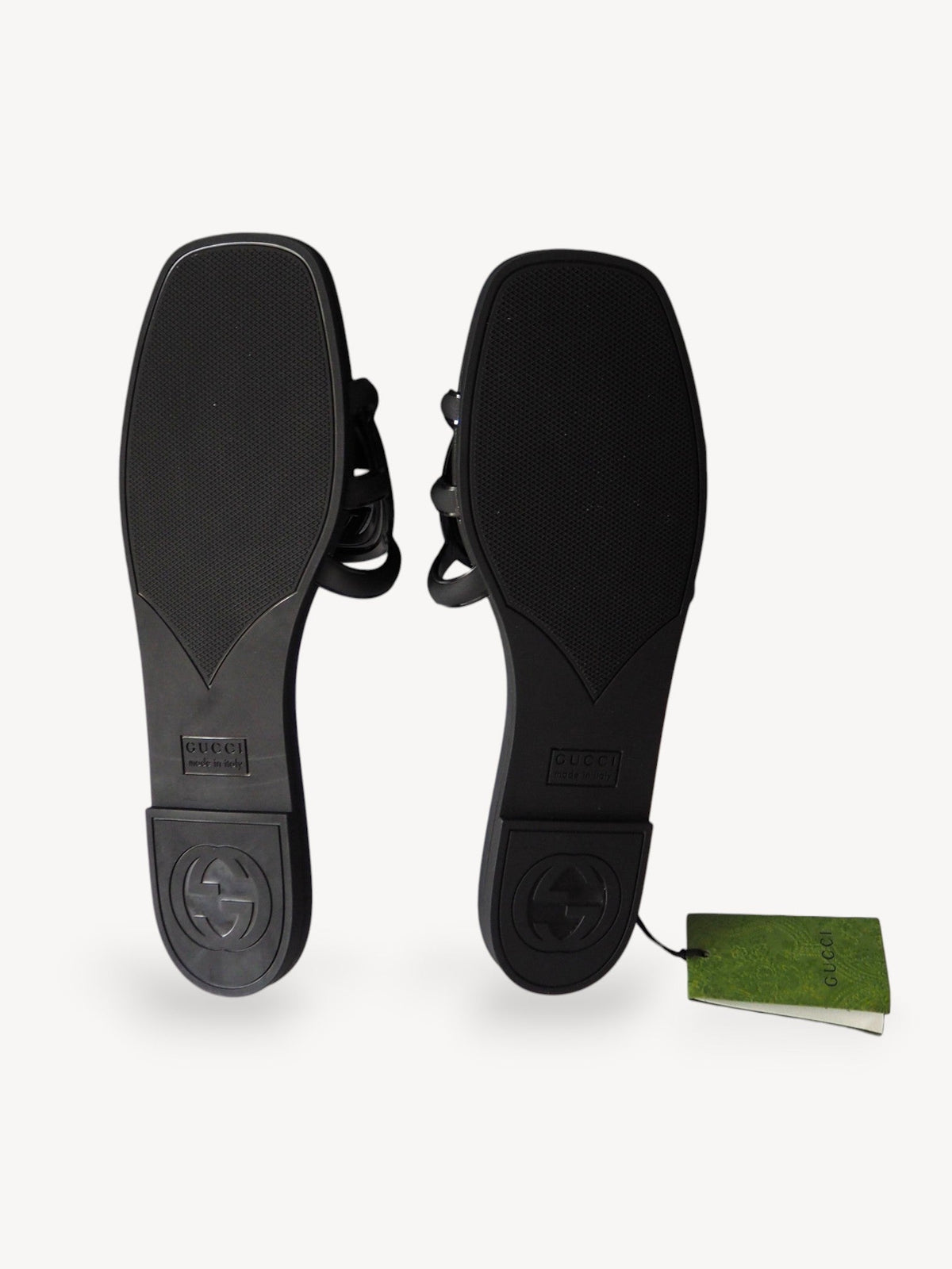 GUCCI INTERLOCKING G SLIDE SANDALS BLACK