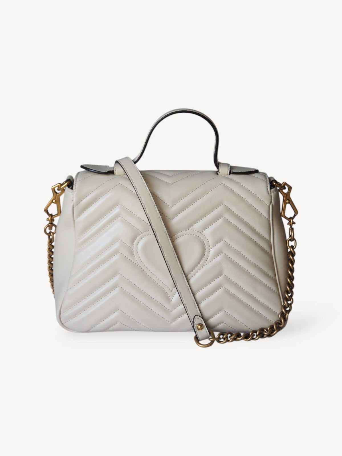 GUCCI GG MARMONT SMALL TOP HANDLE BAG WHITE