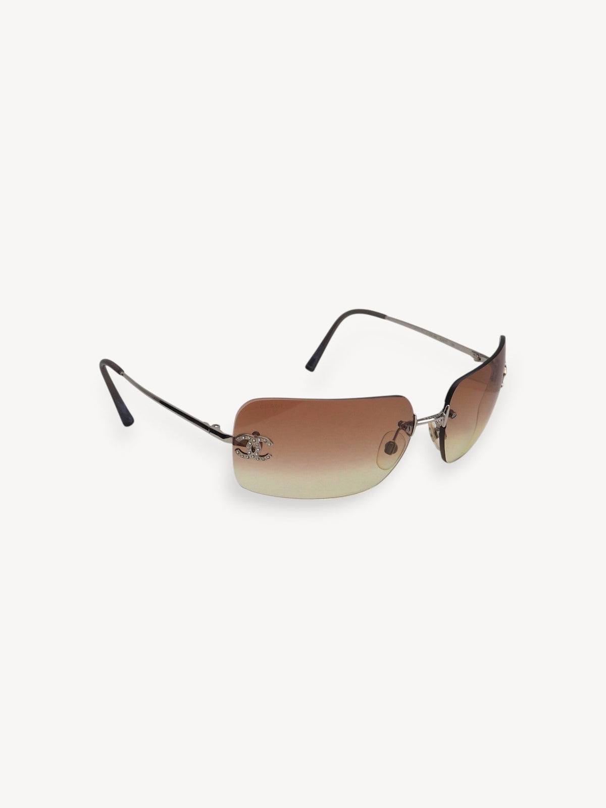 CHANEL 4017-D CRYSTAL CC LOGO RIMLESS SUNGLASSES SALMON